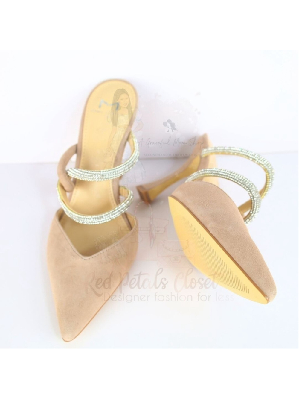 Marc Fisher Women's Candy High Heel Mules Natural Size 6.5- 0214 - Picture 4 of 16